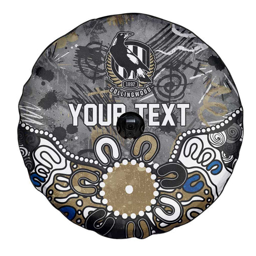 Personalized Collingwood Magpies Spare Tire Cover Aboriginal Dot Painting Graffiti Style