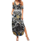 Personalized Collingwood Magpies Summer Maxi Dress Aboriginal Dot Painting Graffiti Style
