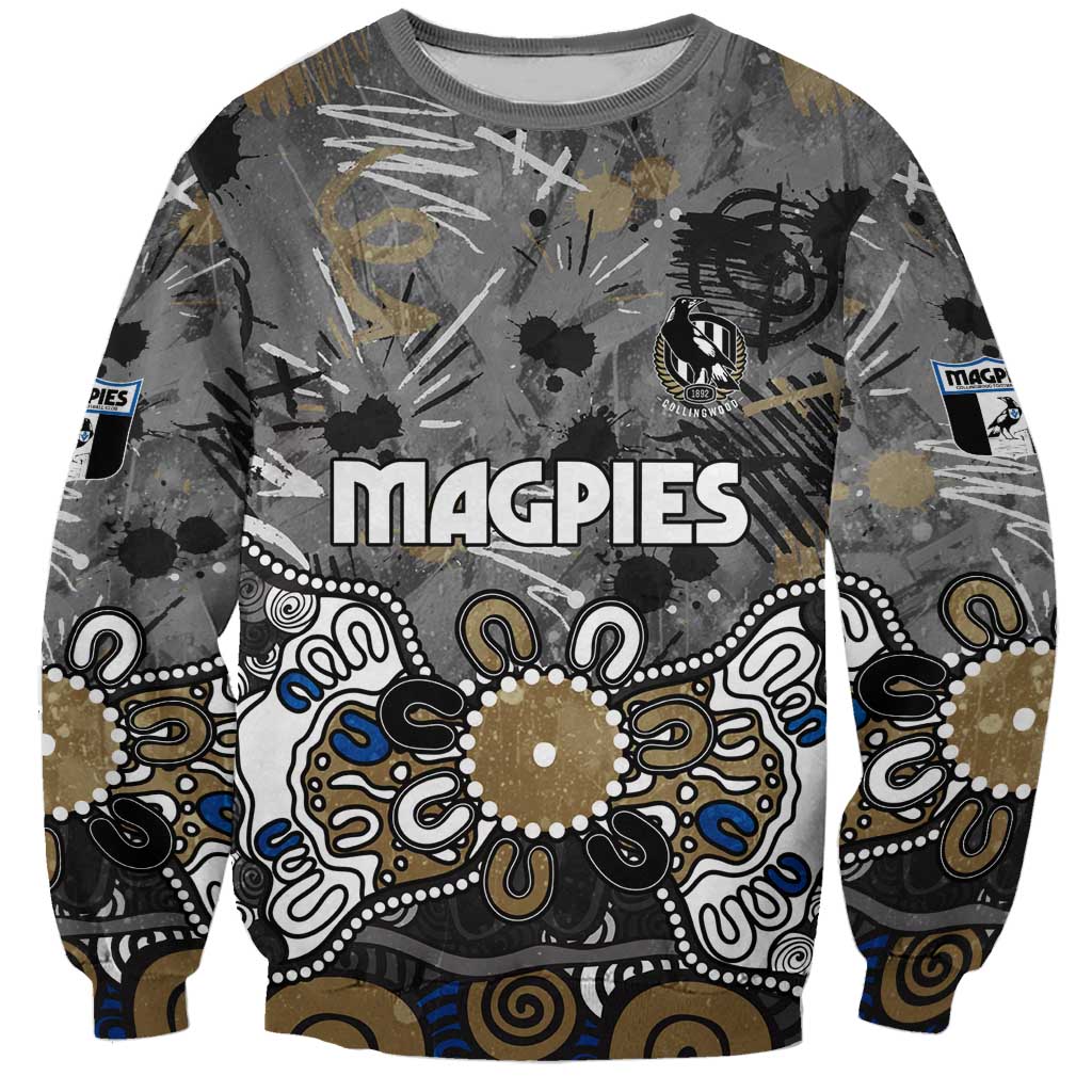 Personalized Collingwood Magpies Sweatshirt Aboriginal Dot Painting Graffiti Style