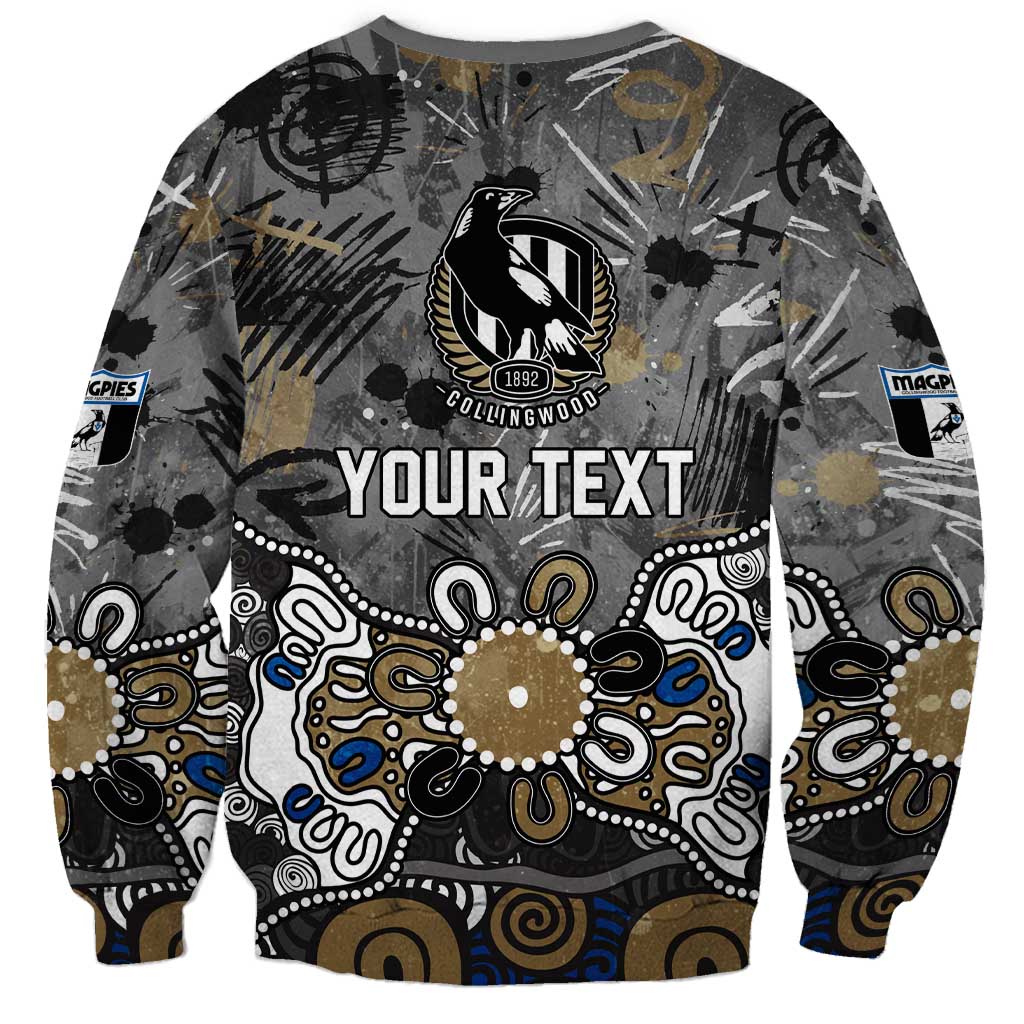 Personalized Collingwood Magpies Sweatshirt Aboriginal Dot Painting Graffiti Style