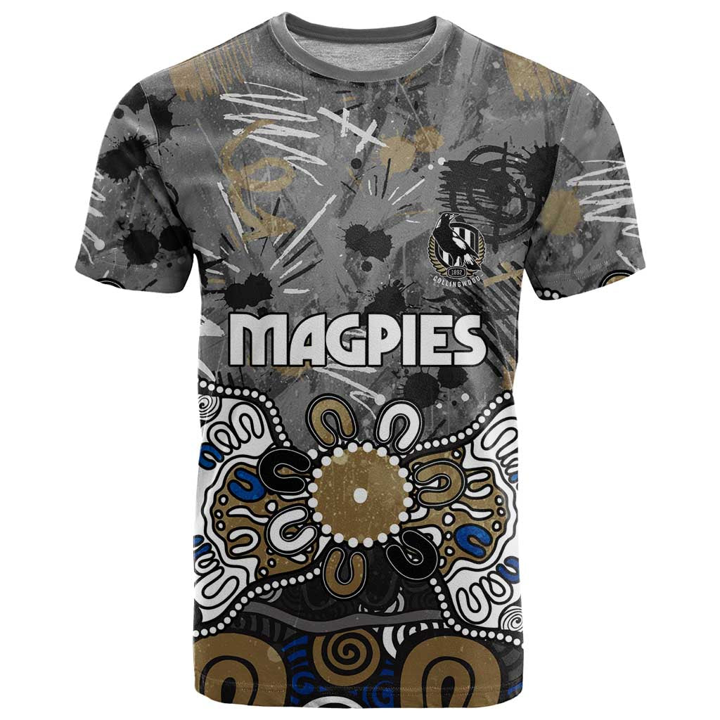 Personalized Collingwood Magpies T Shirt Aboriginal Dot Painting Graffiti Style