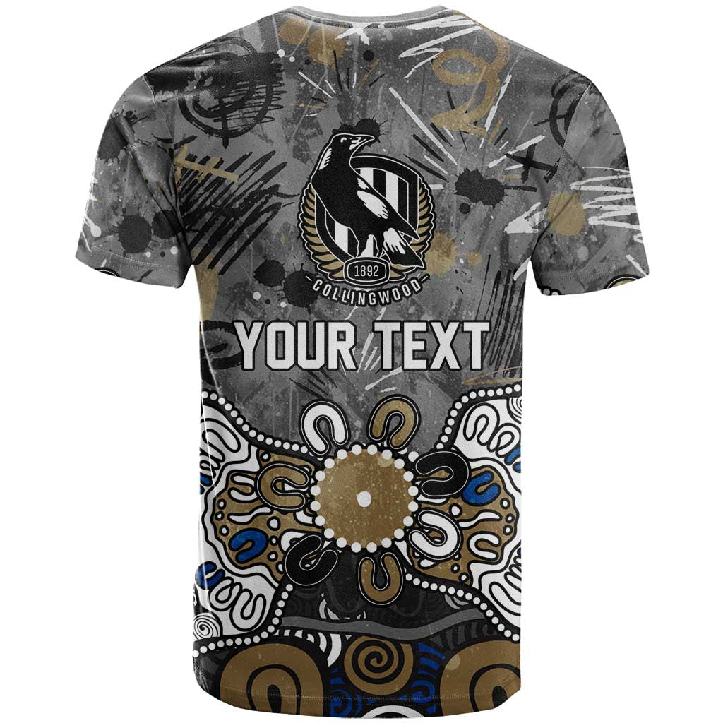 Personalized Collingwood Magpies T Shirt Aboriginal Dot Painting Graffiti Style