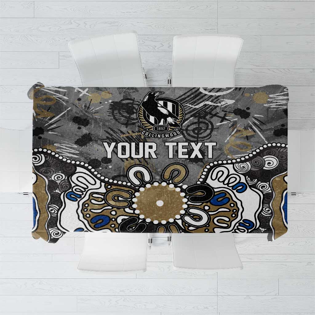 Personalized Collingwood Magpies Tablecloth Aboriginal Dot Painting Graffiti Style