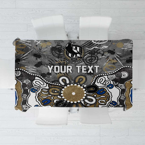 Personalized Collingwood Magpies Tablecloth Aboriginal Dot Painting Graffiti Style