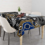 Personalized Collingwood Magpies Tablecloth Aboriginal Dot Painting Graffiti Style