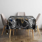 Personalized Collingwood Magpies Tablecloth Aboriginal Dot Painting Graffiti Style
