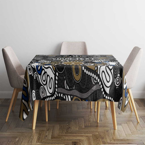 Personalized Collingwood Magpies Tablecloth Aboriginal Dot Painting Graffiti Style