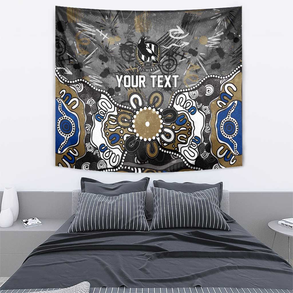 Personalized Collingwood Magpies Tapestry Aboriginal Dot Painting Graffiti Style