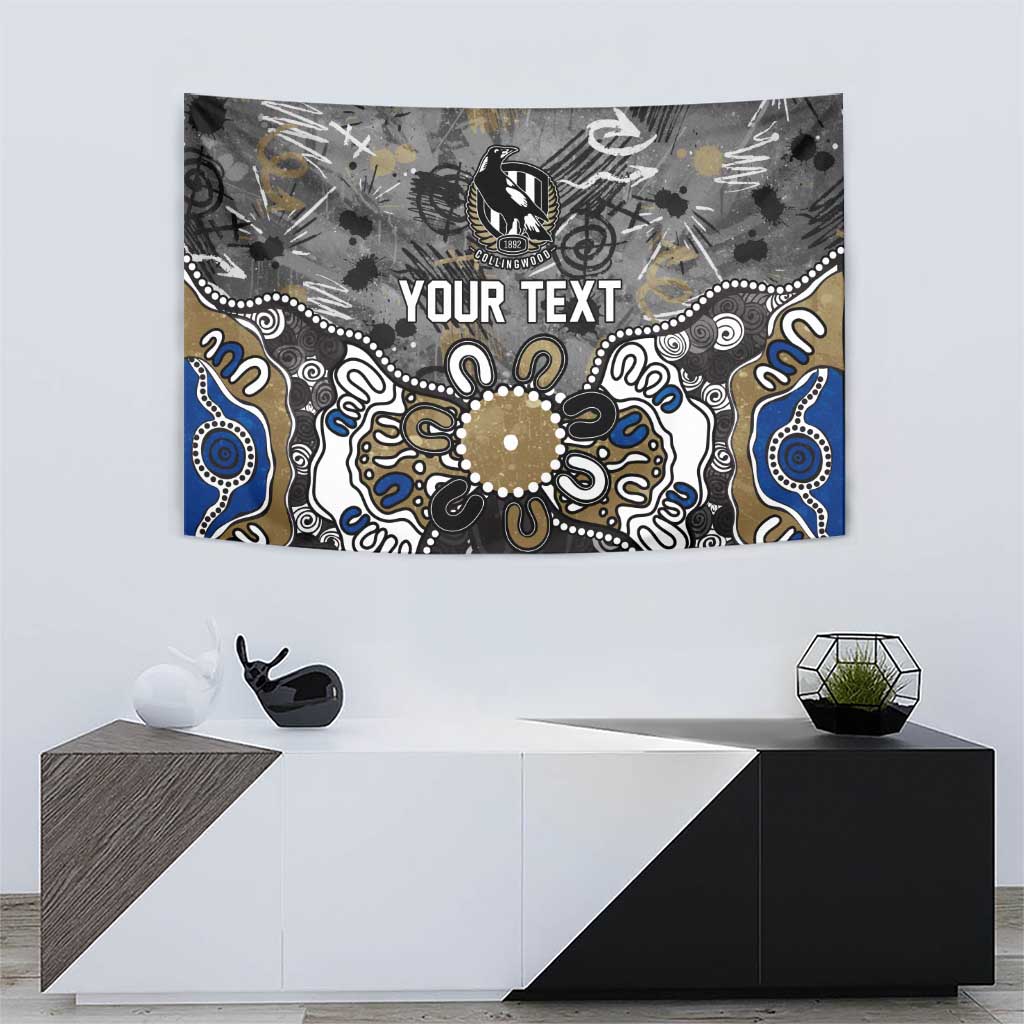 Personalized Collingwood Magpies Tapestry Aboriginal Dot Painting Graffiti Style