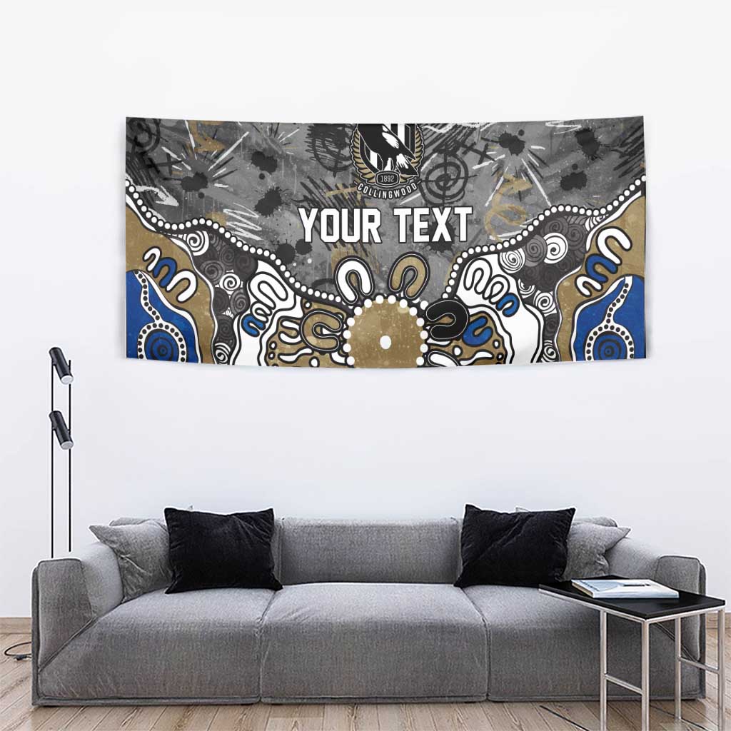 Personalized Collingwood Magpies Tapestry Aboriginal Dot Painting Graffiti Style