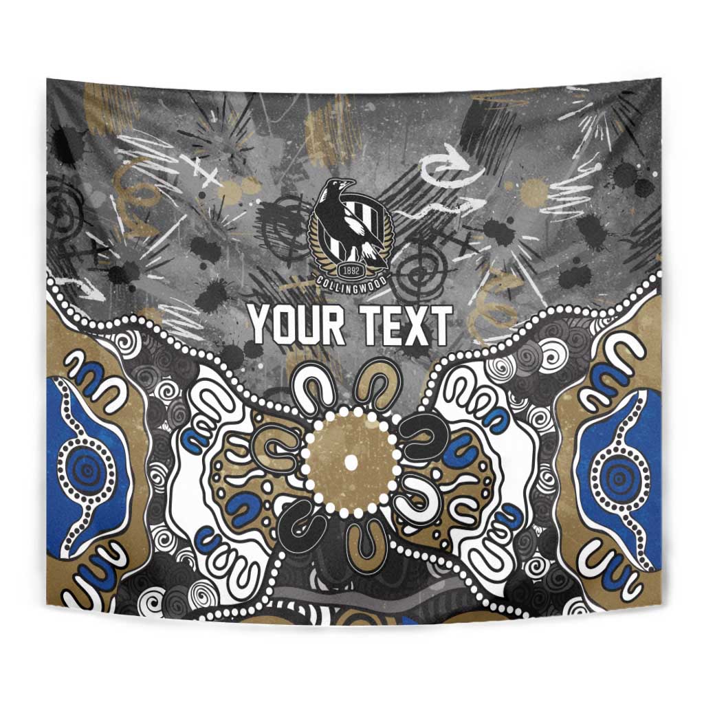 Personalized Collingwood Magpies Tapestry Aboriginal Dot Painting Graffiti Style