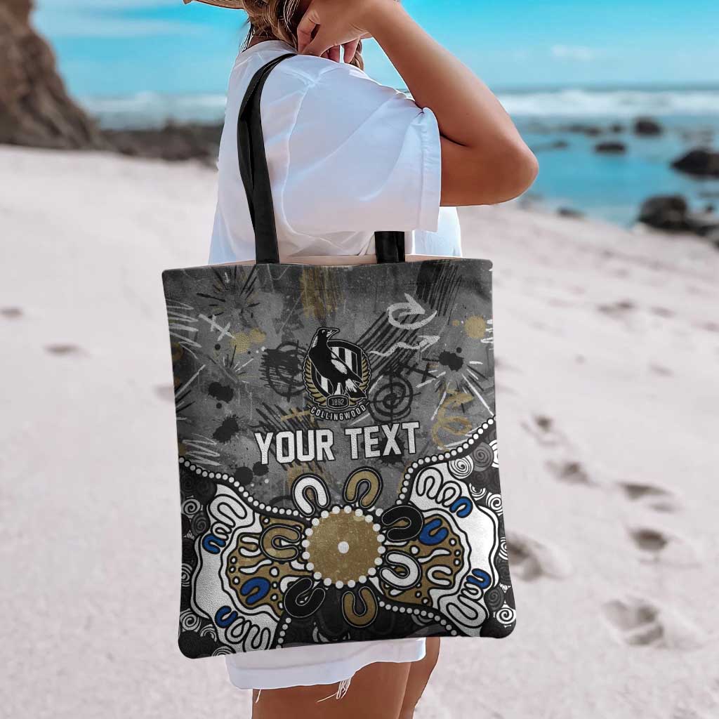 Personalized Collingwood Magpies Tote Bag Aboriginal Dot Painting Graffiti Style