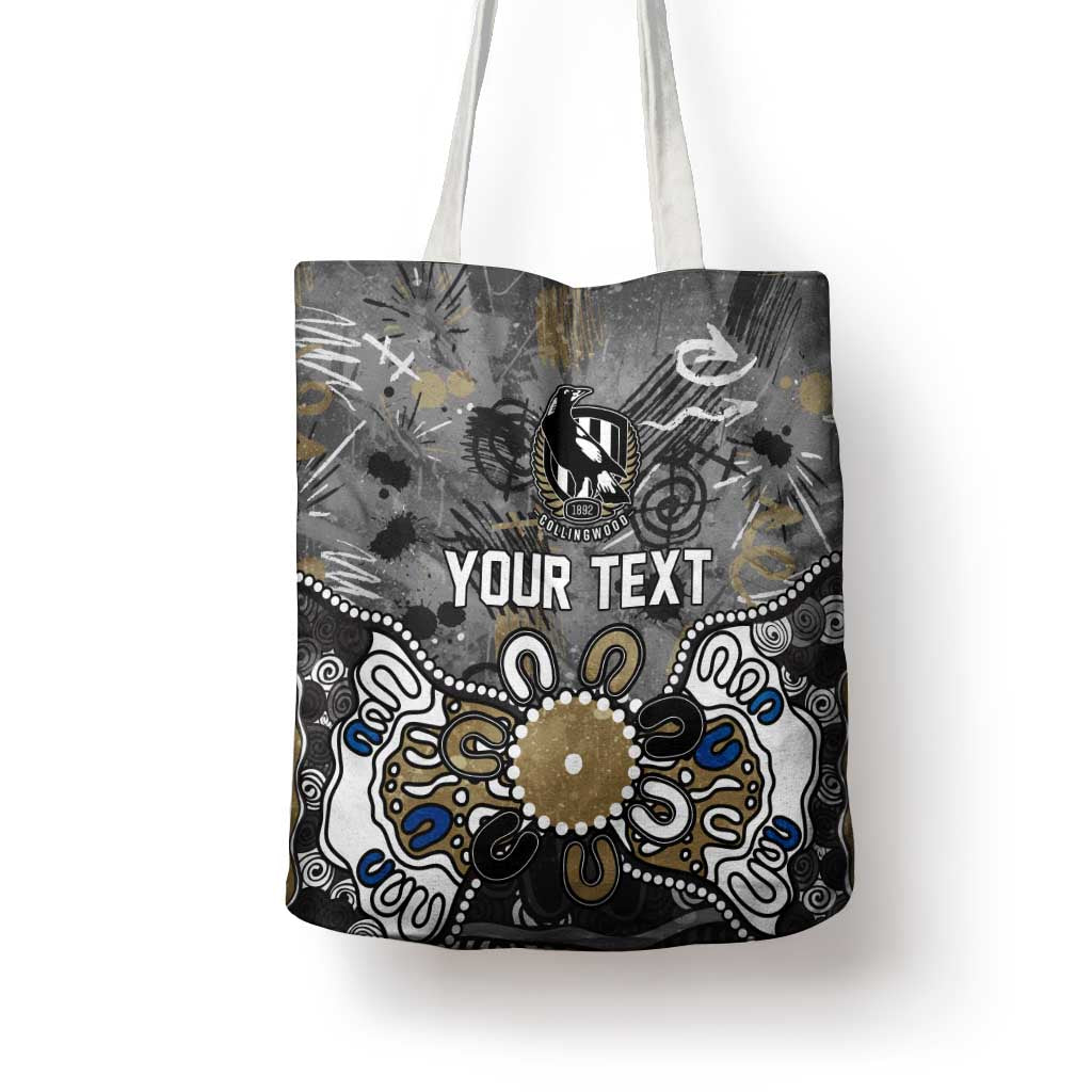 Personalized Collingwood Magpies Tote Bag Aboriginal Dot Painting Graffiti Style