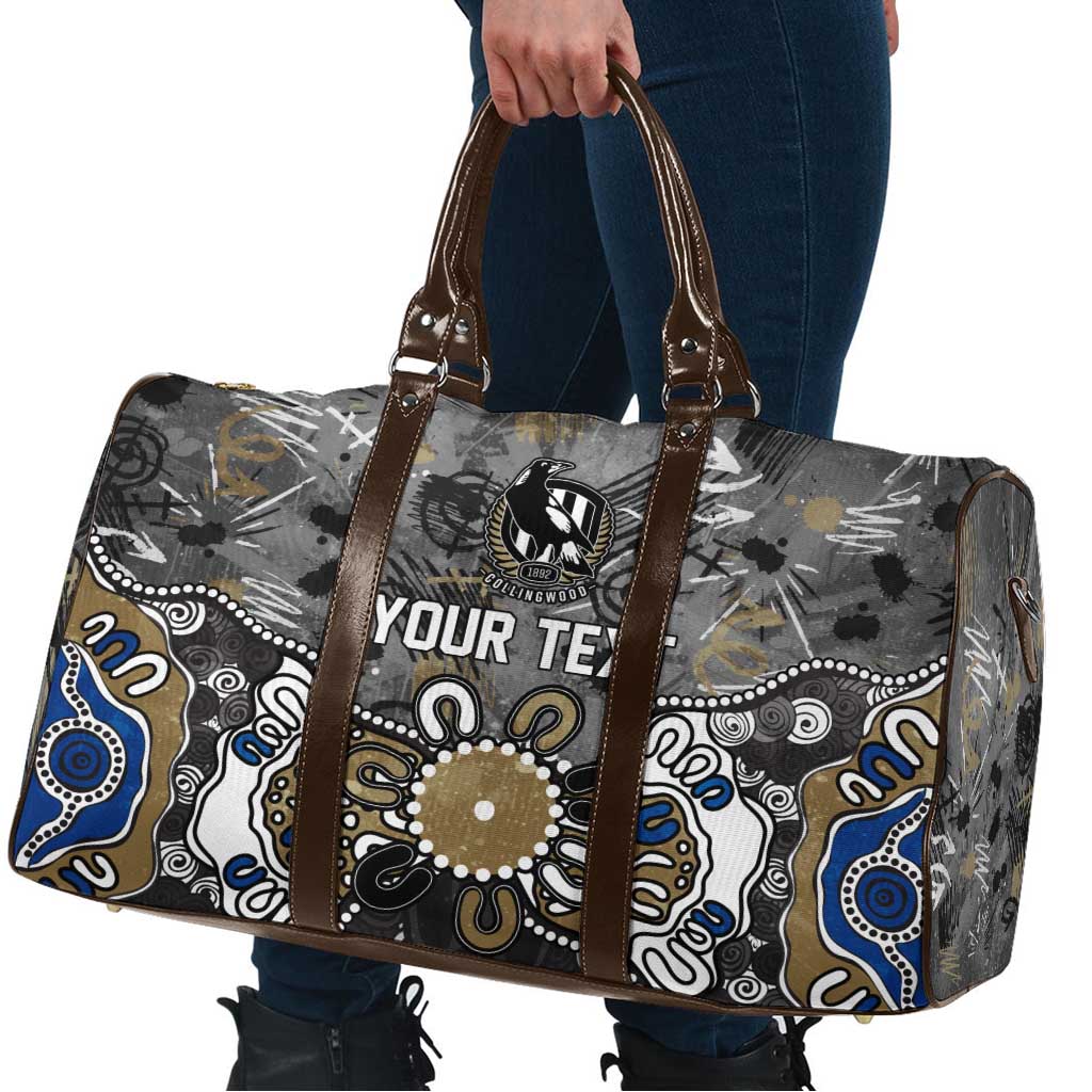 Personalized Collingwood Magpies Travel Bag Aboriginal Dot Painting Graffiti Style