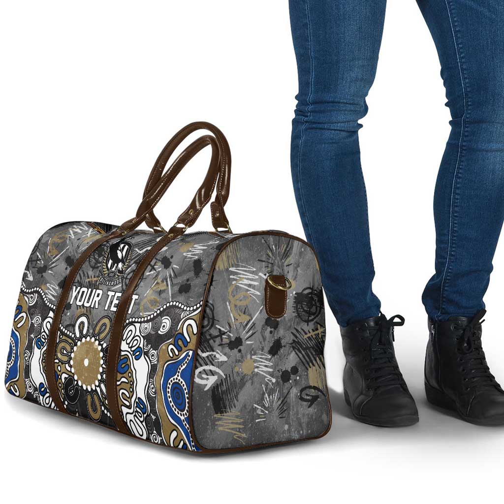 Personalized Collingwood Magpies Travel Bag Aboriginal Dot Painting Graffiti Style