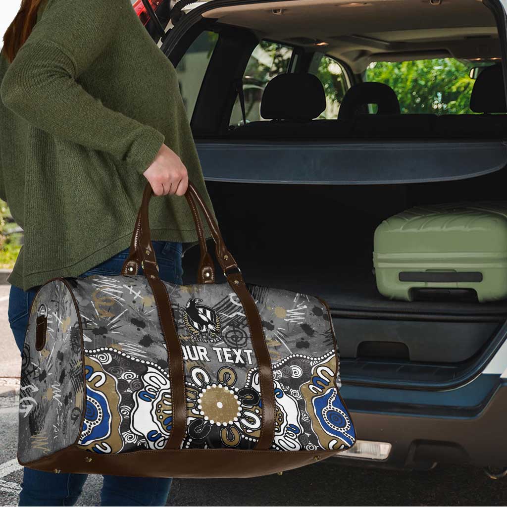 Personalized Collingwood Magpies Travel Bag Aboriginal Dot Painting Graffiti Style