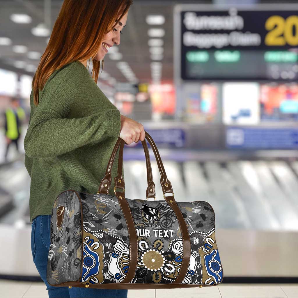 Personalized Collingwood Magpies Travel Bag Aboriginal Dot Painting Graffiti Style
