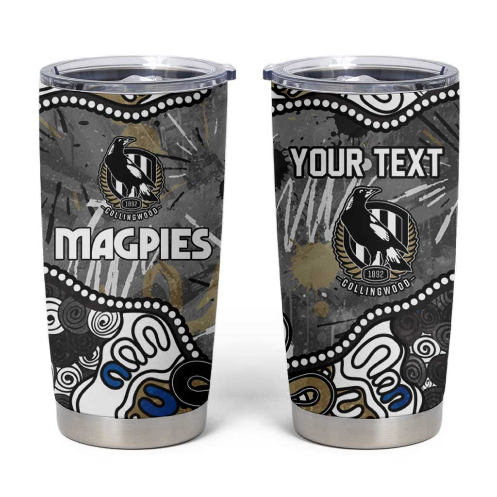 Personalized Collingwood Magpies Tumbler Cup Aboriginal Dot Painting Graffiti Style