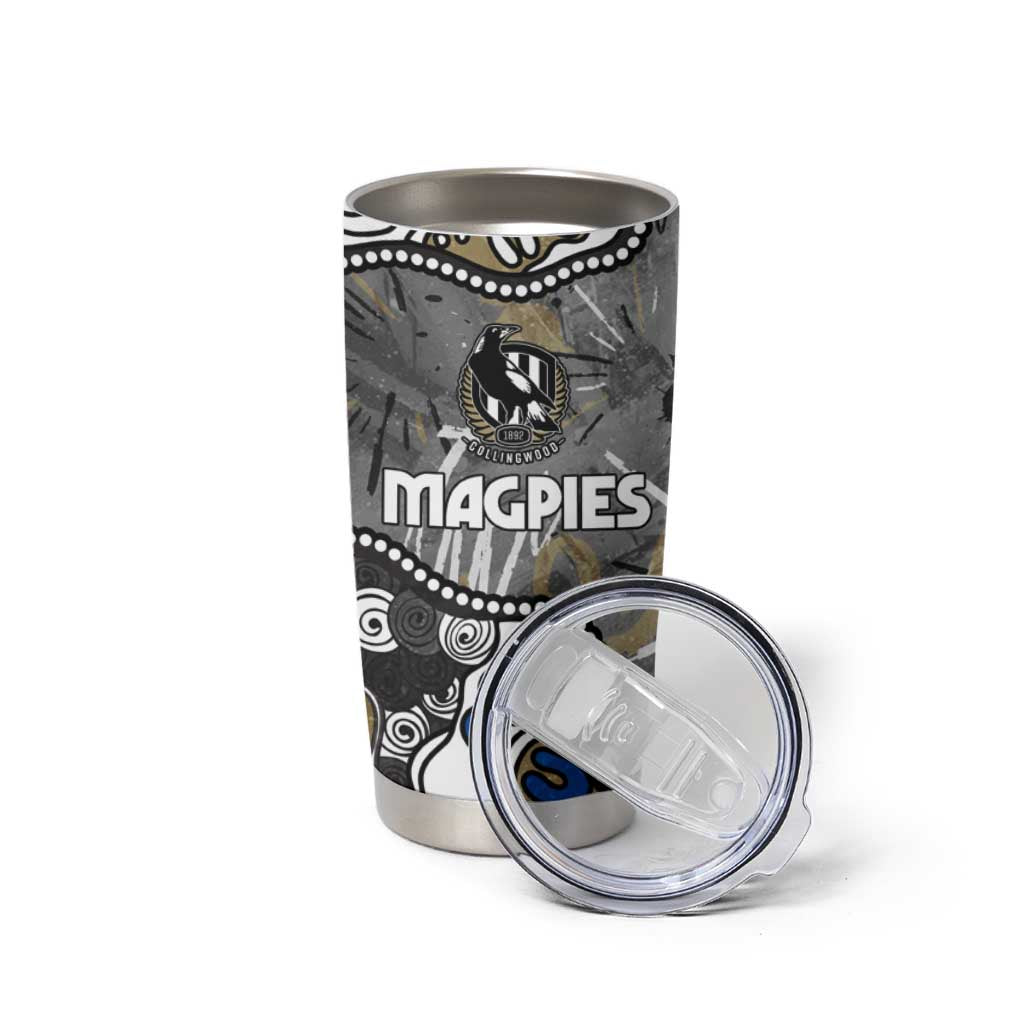 Personalized Collingwood Magpies Tumbler Cup Aboriginal Dot Painting Graffiti Style