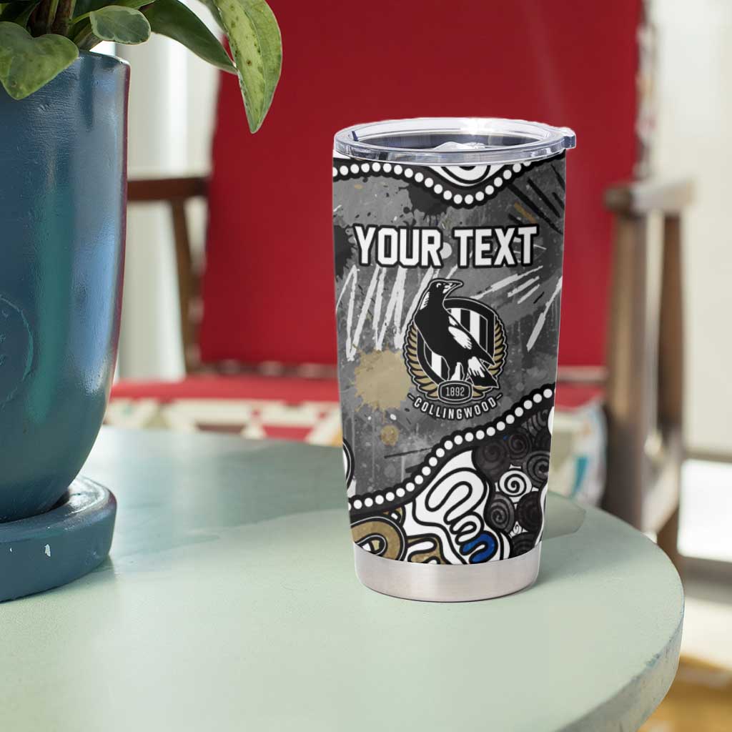 Personalized Collingwood Magpies Tumbler Cup Aboriginal Dot Painting Graffiti Style