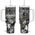 Personalized Collingwood Magpies Tumbler With Handle Aboriginal Dot Painting Graffiti Style