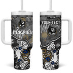 Personalized Collingwood Magpies Tumbler With Handle Aboriginal Dot Painting Graffiti Style