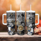 Personalized Collingwood Magpies Tumbler With Handle Aboriginal Dot Painting Graffiti Style