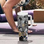 Personalized Collingwood Magpies Tumbler With Handle Aboriginal Dot Painting Graffiti Style