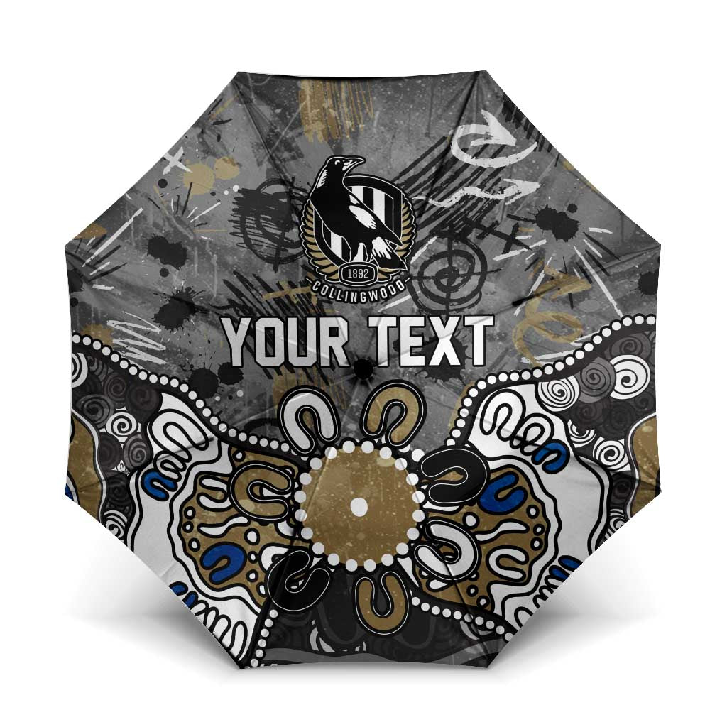 Personalized Collingwood Magpies Umbrella Aboriginal Dot Painting Graffiti Style