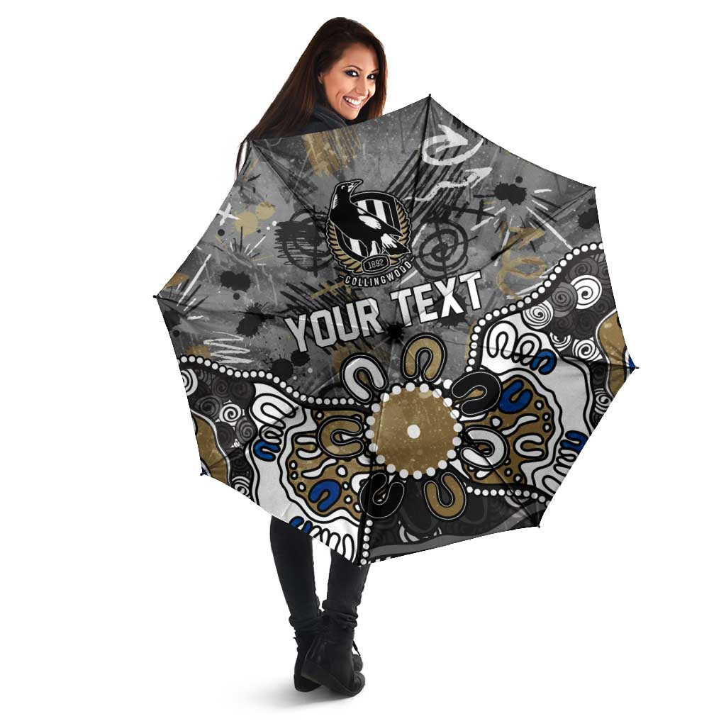 Personalized Collingwood Magpies Umbrella Aboriginal Dot Painting Graffiti Style