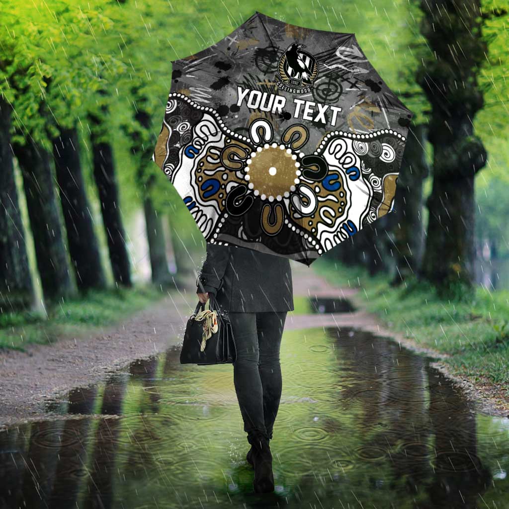 Personalized Collingwood Magpies Umbrella Aboriginal Dot Painting Graffiti Style