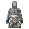 Personalized Collingwood Magpies Wearable Blanket Hoodie Aboriginal Dot Painting Graffiti Style