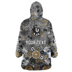 Personalized Collingwood Magpies Wearable Blanket Hoodie Aboriginal Dot Painting Graffiti Style
