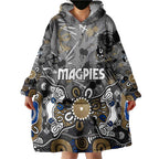 Personalized Collingwood Magpies Wearable Blanket Hoodie Aboriginal Dot Painting Graffiti Style