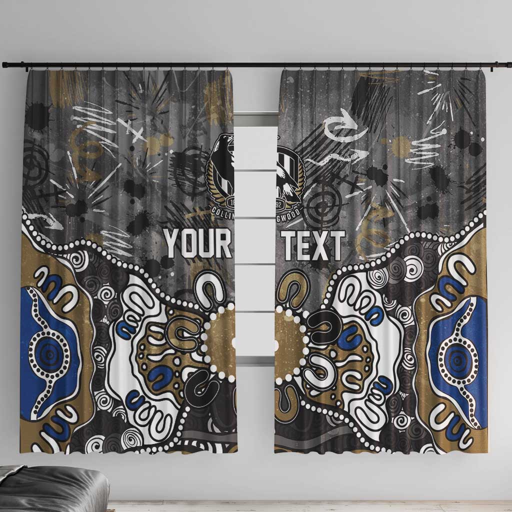 Personalized Collingwood Magpies Window Curtain Aboriginal Dot Painting Graffiti Style