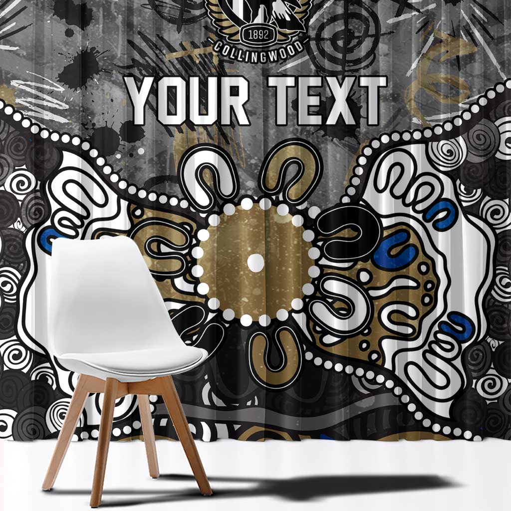 Personalized Collingwood Magpies Window Curtain Aboriginal Dot Painting Graffiti Style
