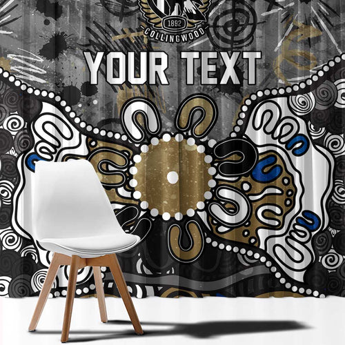 Personalized Collingwood Magpies Window Curtain Aboriginal Dot Painting Graffiti Style