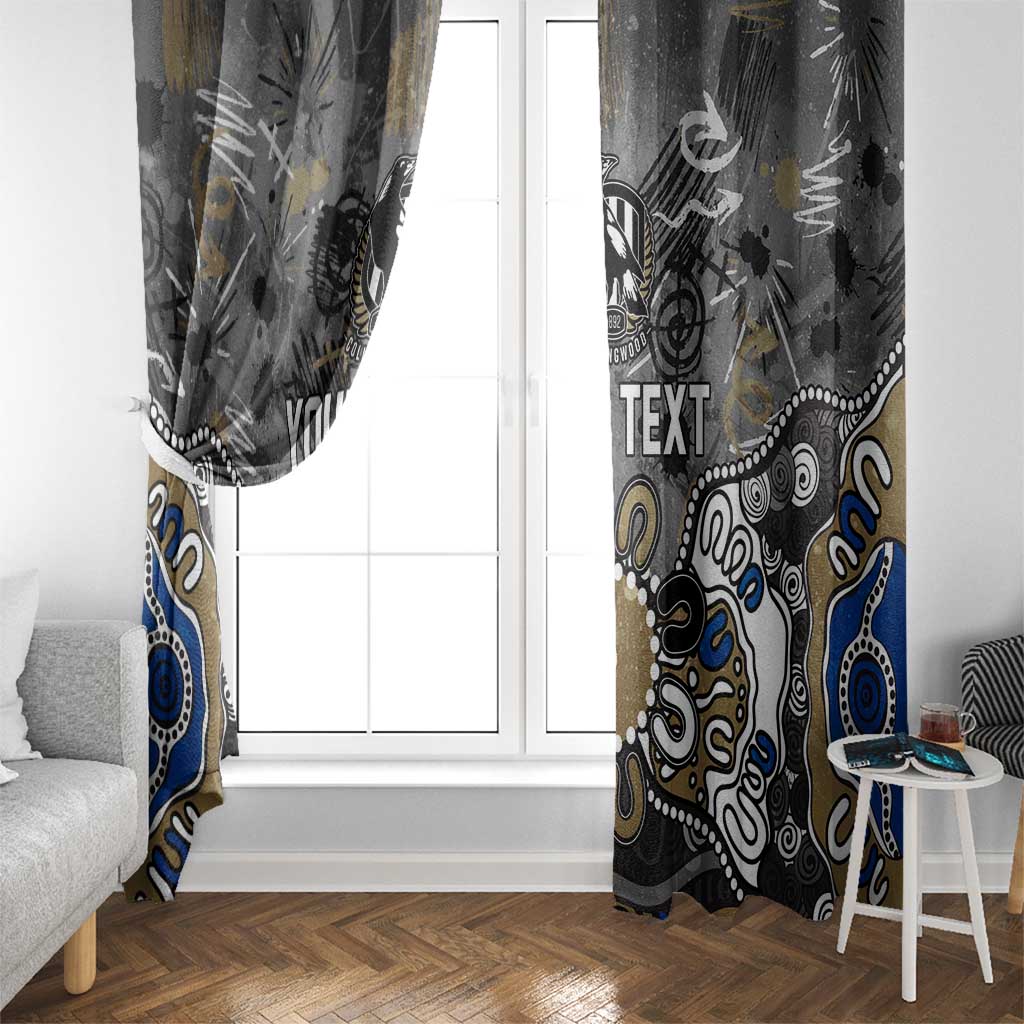 Personalized Collingwood Magpies Window Curtain Aboriginal Dot Painting Graffiti Style