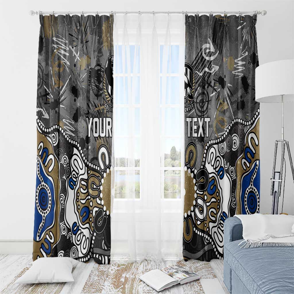 Personalized Collingwood Magpies Window Curtain Aboriginal Dot Painting Graffiti Style