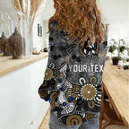 Personalized Collingwood Magpies Women Casual Shirt Aboriginal Dot Painting Graffiti Style