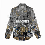 Personalized Collingwood Magpies Women Casual Shirt Aboriginal Dot Painting Graffiti Style