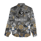 Personalized Collingwood Magpies Women Casual Shirt Aboriginal Dot Painting Graffiti Style