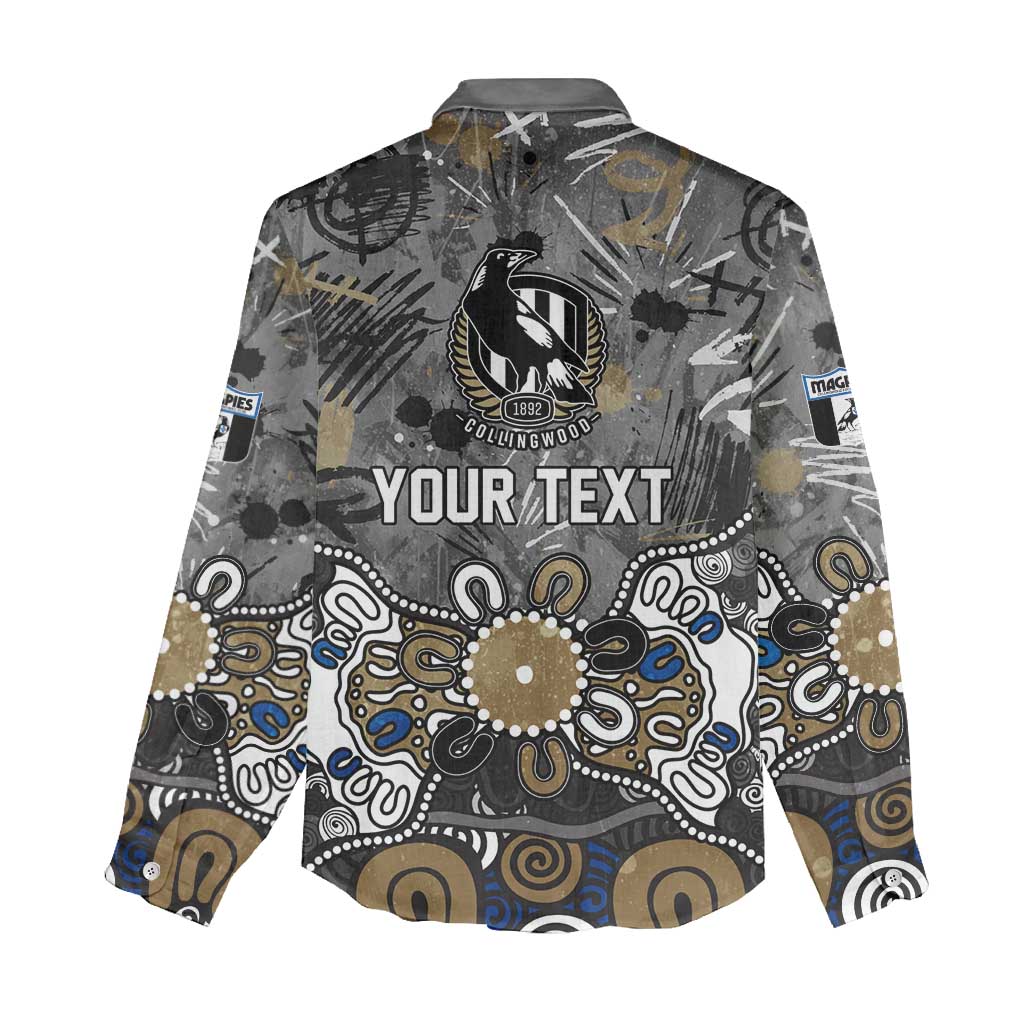 Personalized Collingwood Magpies Women Casual Shirt Aboriginal Dot Painting Graffiti Style