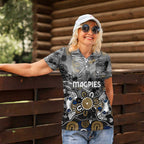 Personalized Collingwood Magpies Women Polo Shirt Aboriginal Dot Painting Graffiti Style