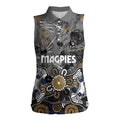 Personalized Collingwood Magpies Women Sleeveless Polo Shirt Aboriginal Dot Painting Graffiti Style