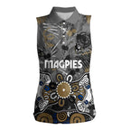 Personalized Collingwood Magpies Women Sleeveless Polo Shirt Aboriginal Dot Painting Graffiti Style