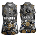 Personalized Collingwood Magpies Women Sleeveless Polo Shirt Aboriginal Dot Painting Graffiti Style