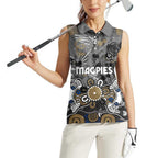 Personalized Collingwood Magpies Women Sleeveless Polo Shirt Aboriginal Dot Painting Graffiti Style