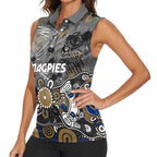 Personalized Collingwood Magpies Women Sleeveless Polo Shirt Aboriginal Dot Painting Graffiti Style