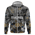 Personalized Collingwood Magpies Zip Hoodie Aboriginal Dot Painting Graffiti Style